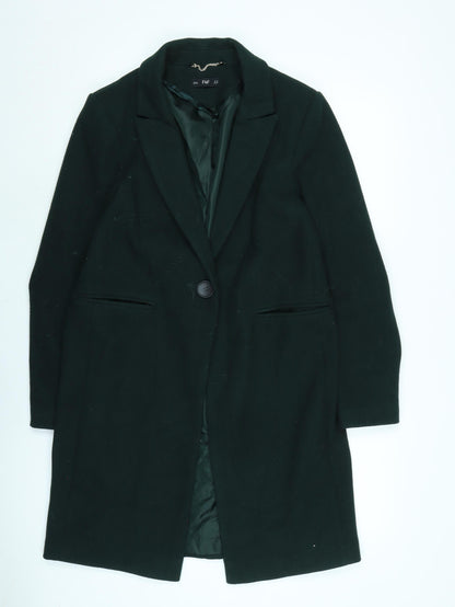 F&F Womens Green Overcoat Coat Size 12 Button