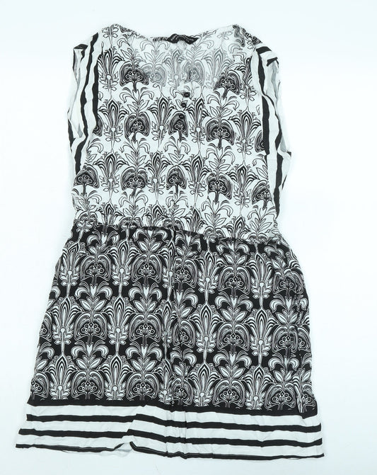 Dorothy Perkins Womens White Cotton Tank Dress Size 14 Boat Neck