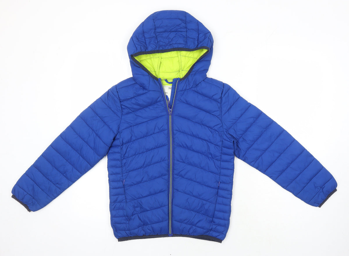 Additional front view of Marks & Spencer boys’ blue ikat puffer jacket jacket, size 9-10, years