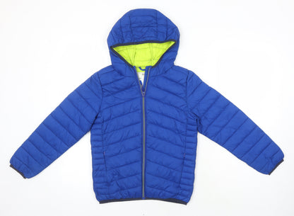 Additional front view of Marks & Spencer boys’ blue ikat puffer jacket jacket, size 9-10, years