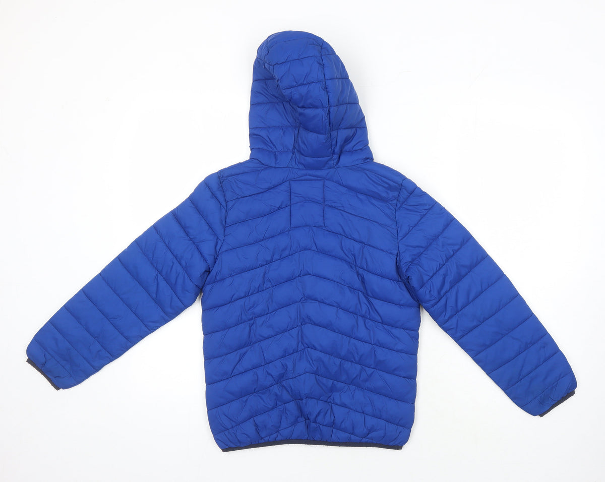 Back view of Marks & Spencer boys’ blue ikat puffer jacket jacket, size 9-10, years