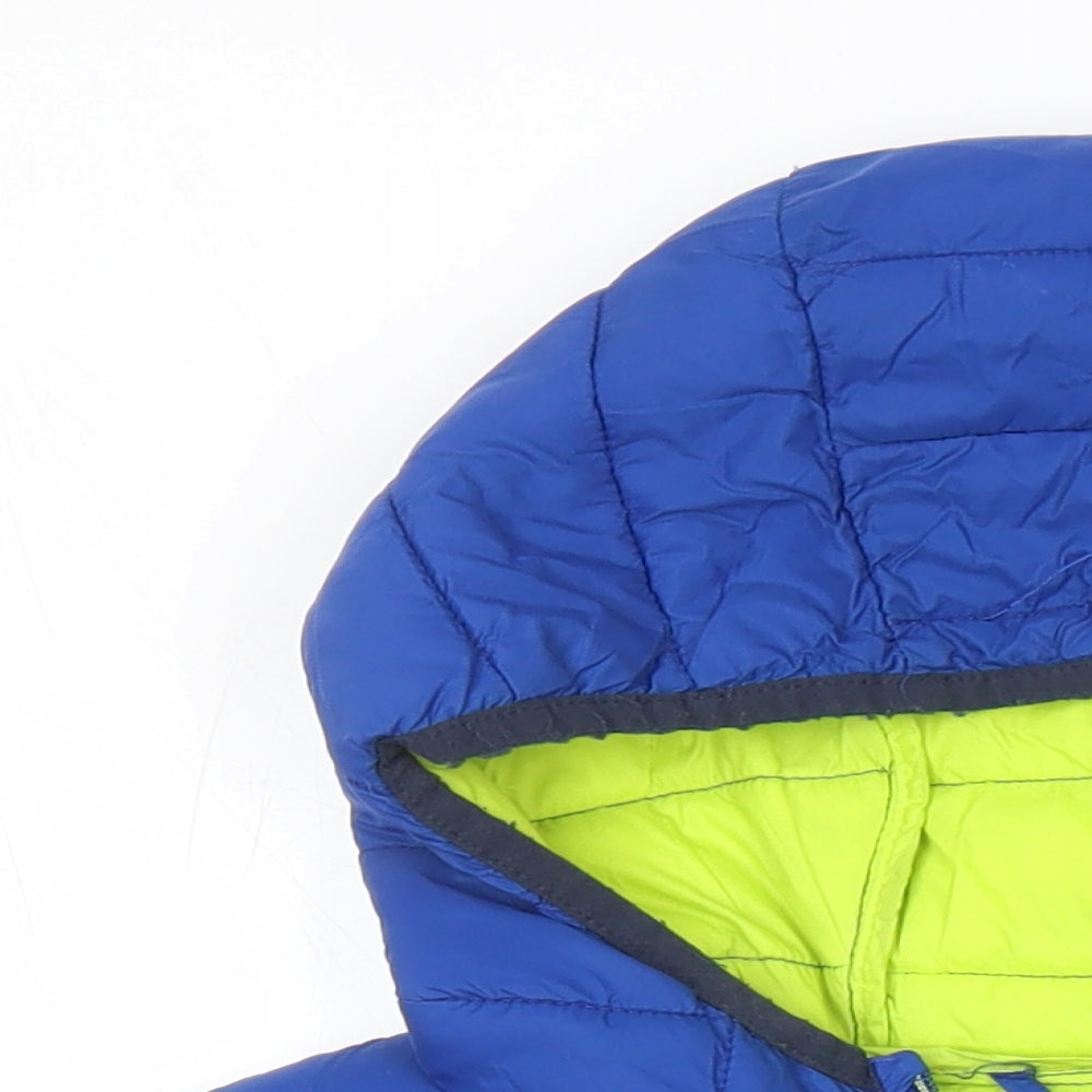 Close-up detail of Marks & Spencer boys’ blue ikat puffer jacket jacket, size 9-10, years