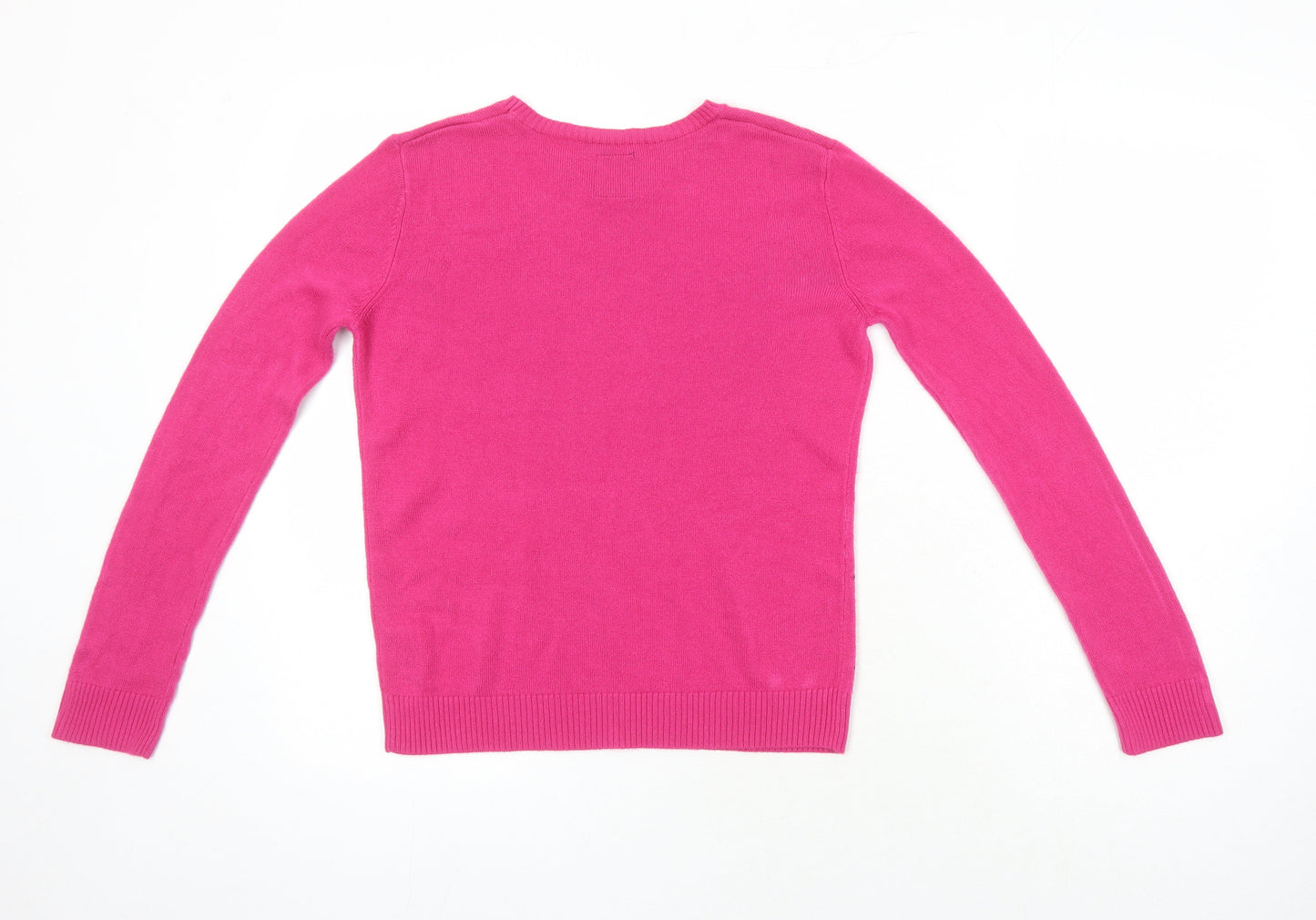 Golddigga Girls Pink Round Neck Acrylic Pullover Jumper Size 13 Years - Sequined detail