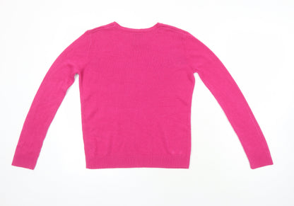 Golddigga Girls Pink Round Neck Acrylic Pullover Jumper Size 13 Years - Sequined detail