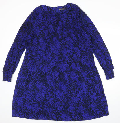 M&S Womens Multicoloured Floral Polyester Shift Size 14 Roll Neck