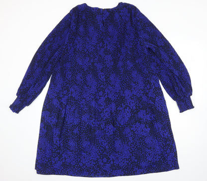 M&S Womens Multicoloured Floral Polyester Shift Size 14 Roll Neck