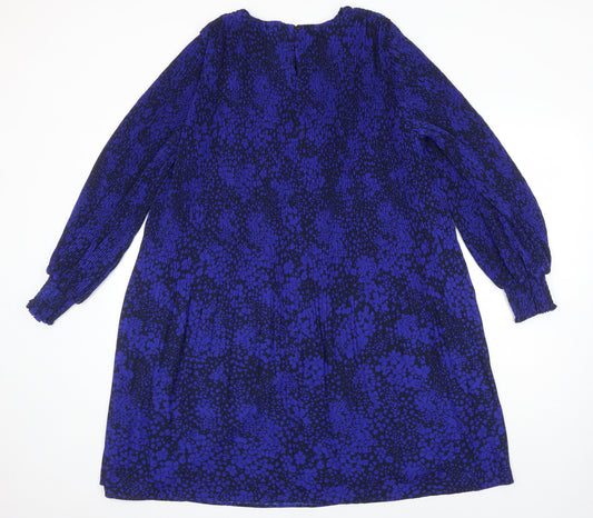 M&S Womens Multicoloured Floral Polyester Shift Size 14 Roll Neck