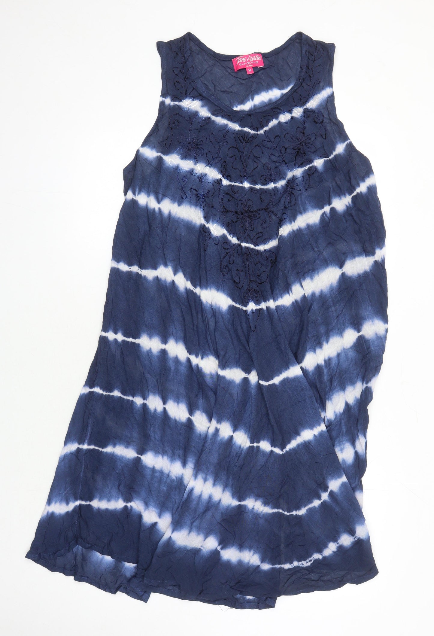 Jane Austin Womens Blue Striped Viscose Shift Size M Scoop Neck