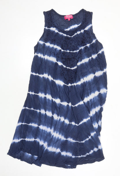 Jane Austin Womens Blue Striped Viscose Shift Size M Scoop Neck