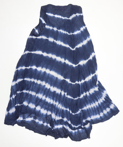Jane Austin Womens Blue Striped Viscose Shift Size M Scoop Neck