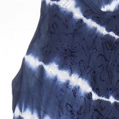 Jane Austin Womens Blue Striped Viscose Shift Size M Scoop Neck