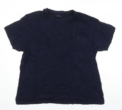 M&Co Mens Blue Cotton T-Shirt Size S Round Neck