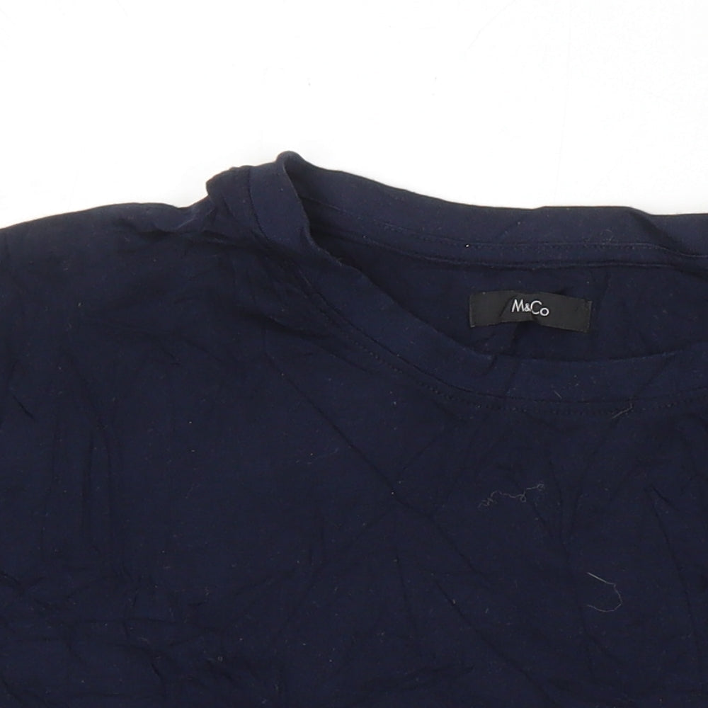 M&Co Mens Blue Cotton T-Shirt Size S Round Neck