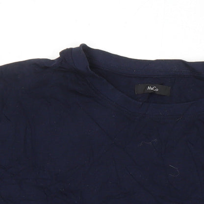 M&Co Mens Blue Cotton T-Shirt Size S Round Neck