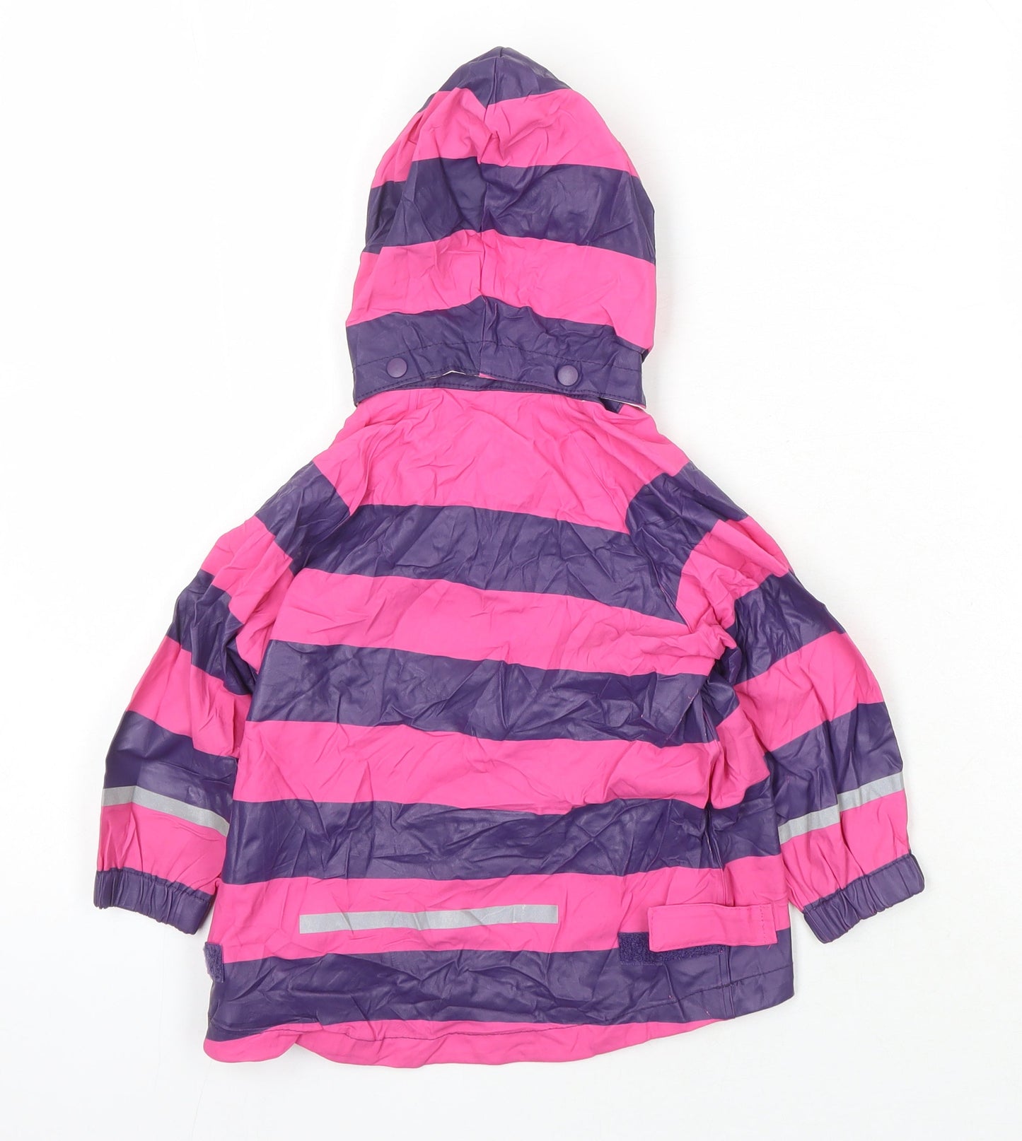 Playshoes Girls Pink Striped Rain Coat Coat Size S