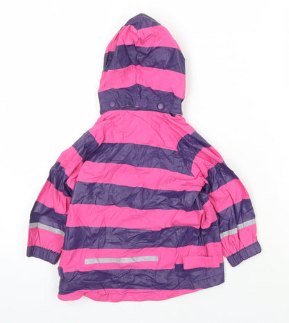 Playshoes Girls Pink Striped Rain Coat Coat Size S