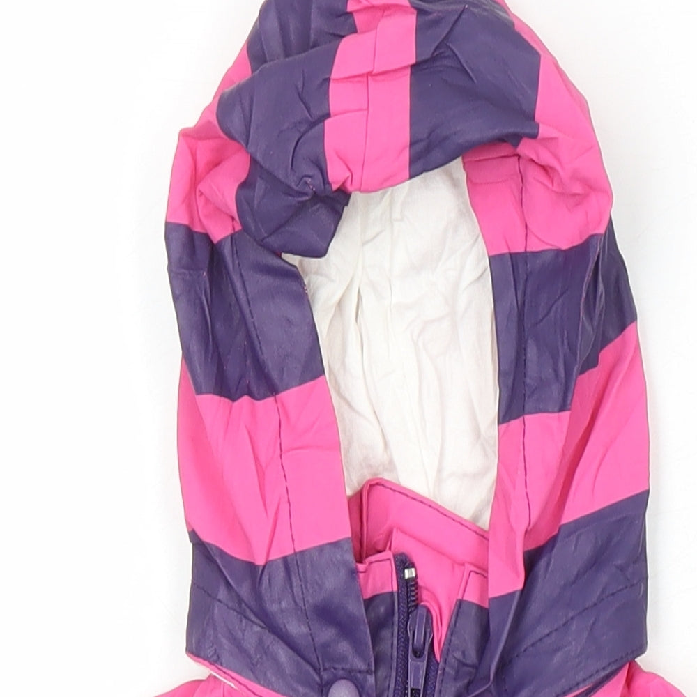 Playshoes Girls Pink Striped Rain Coat Coat Size S