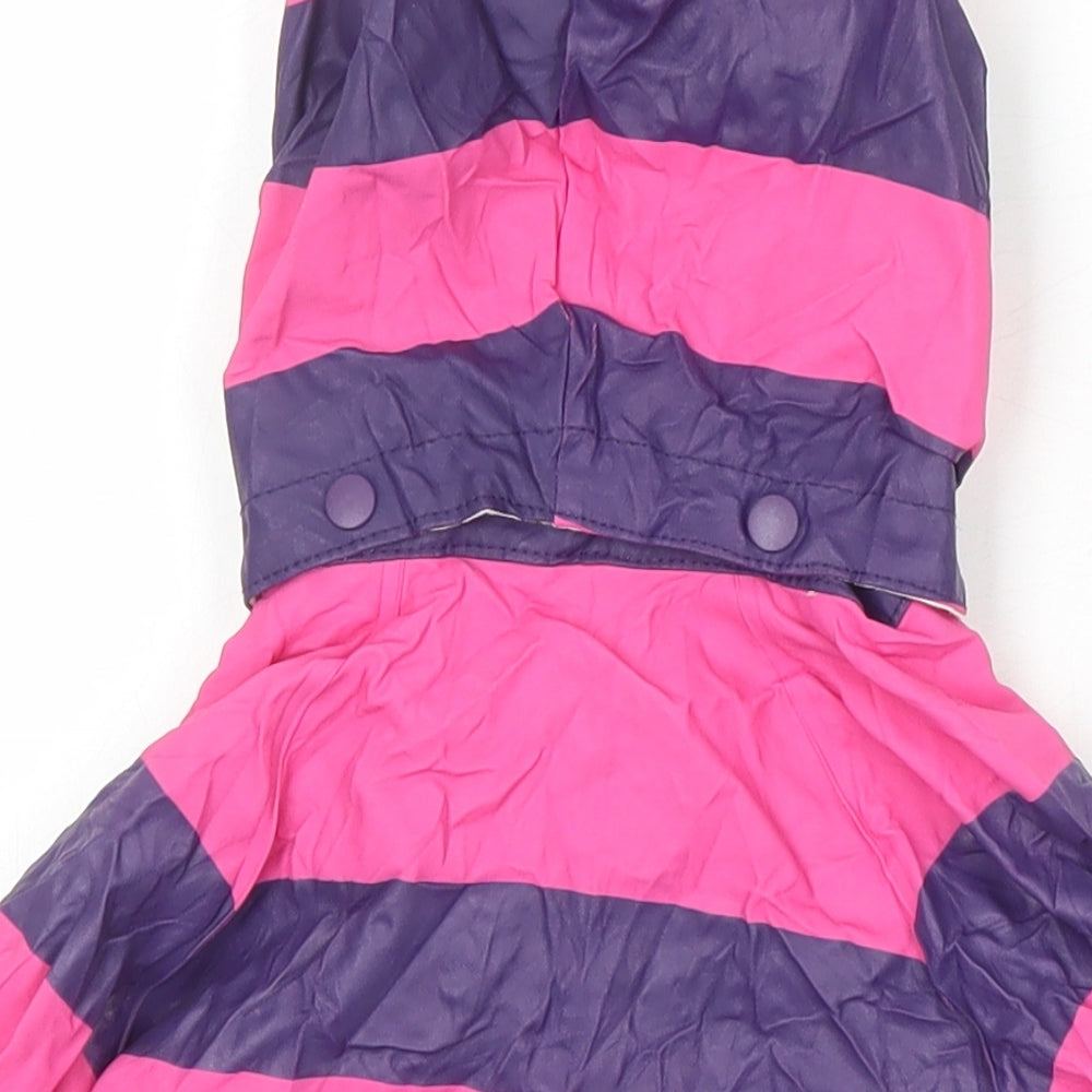 Playshoes Girls Pink Striped Rain Coat Coat Size S