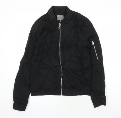 ASOS Womens Black Herringbone Bomber Jacket Jacket Size S Zip