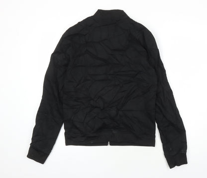 ASOS Womens Black Herringbone Bomber Jacket Jacket Size S Zip