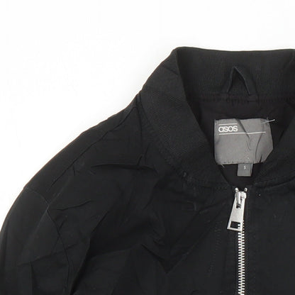 ASOS Womens Black Herringbone Bomber Jacket Jacket Size S Zip