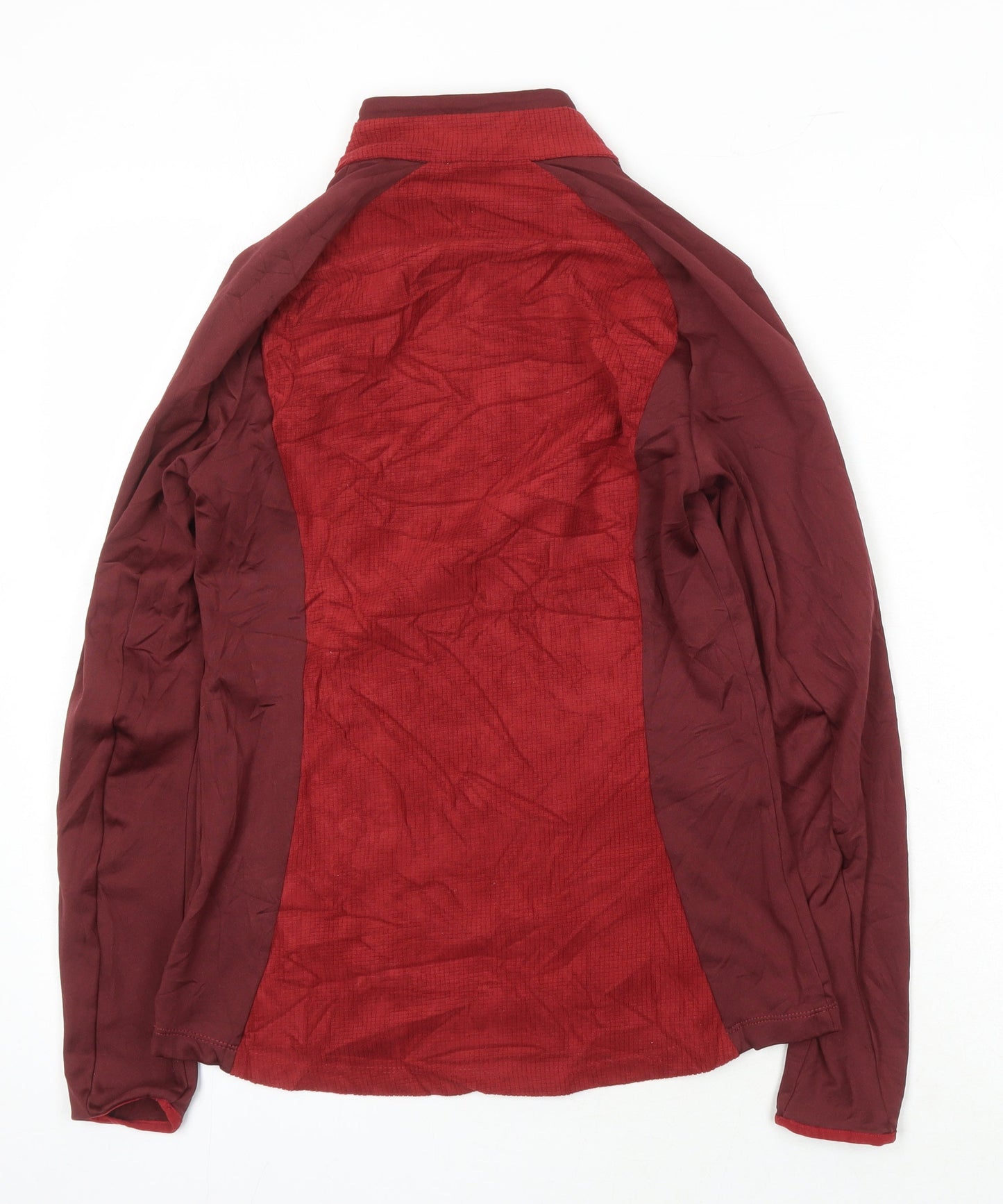 DECATHLON Womens Red Colourblock Polyester Pullover Casual Size S Mock Neck Zip