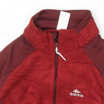 DECATHLON Womens Red Colourblock Polyester Pullover Casual Size S Mock Neck Zip