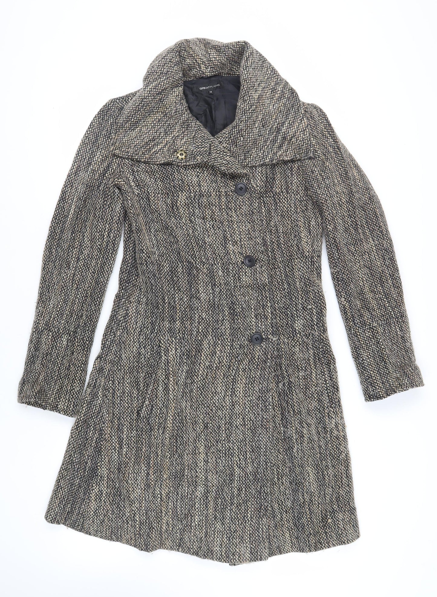 Great Plains London Womens Grey Overcoat Coat Size XS Button