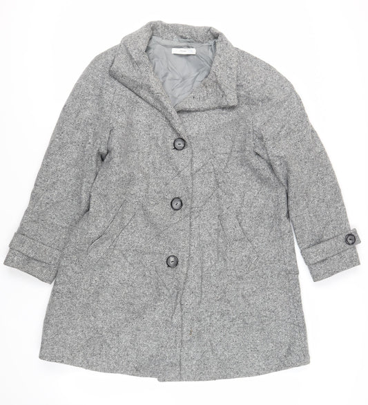 John Lewis Womens Grey Overcoat Coat Size 12 Button