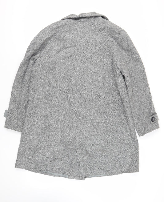 John Lewis Womens Grey Overcoat Coat Size 12 Button