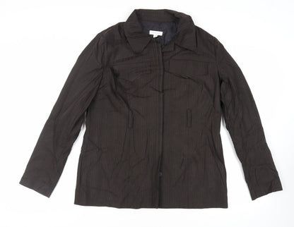 Topshop Womens Brown Striped Jacket Blazer Size 14 Button