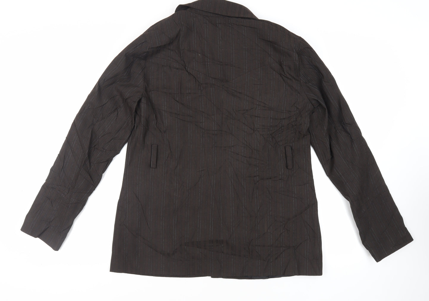 Topshop Womens Brown Striped Jacket Blazer Size 14 Button