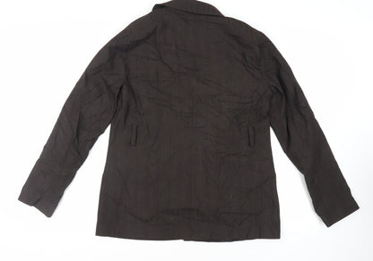 Topshop Womens Brown Striped Jacket Blazer Size 14 Button