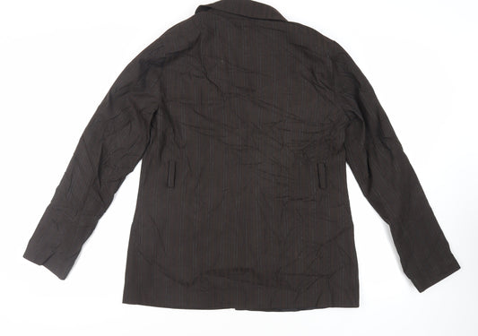 Topshop Womens Brown Striped Jacket Blazer Size 14 Button