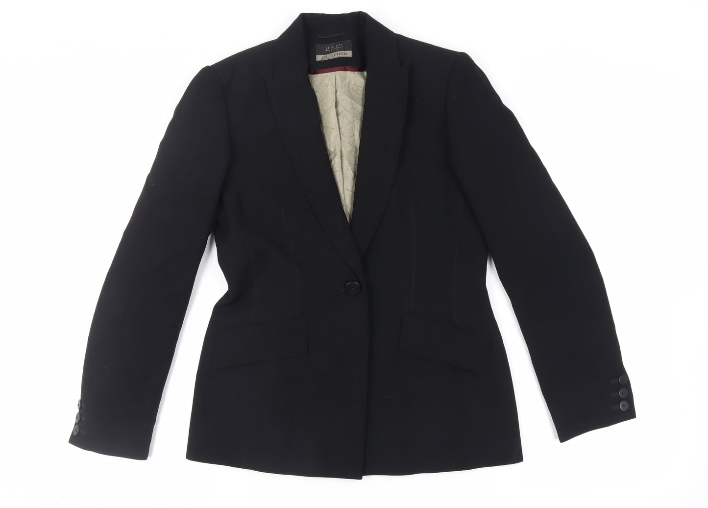 Principles Womens Black Jacket Blazer Size 8 Button