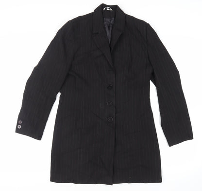 Klass Womens Black Striped Jacket Blazer Size 12 Button