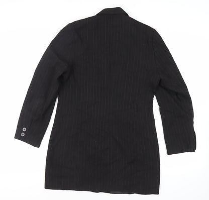 Klass Womens Black Striped Jacket Blazer Size 12 Button