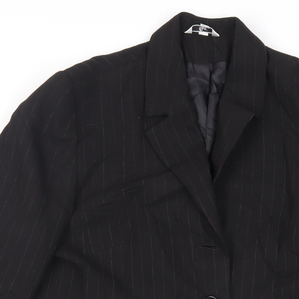 Klass Womens Black Striped Jacket Blazer Size 12 Button