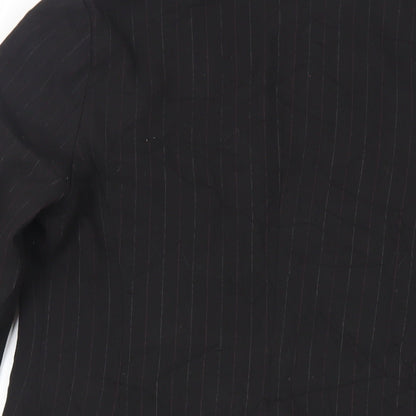 Klass Womens Black Striped Jacket Blazer Size 12 Button