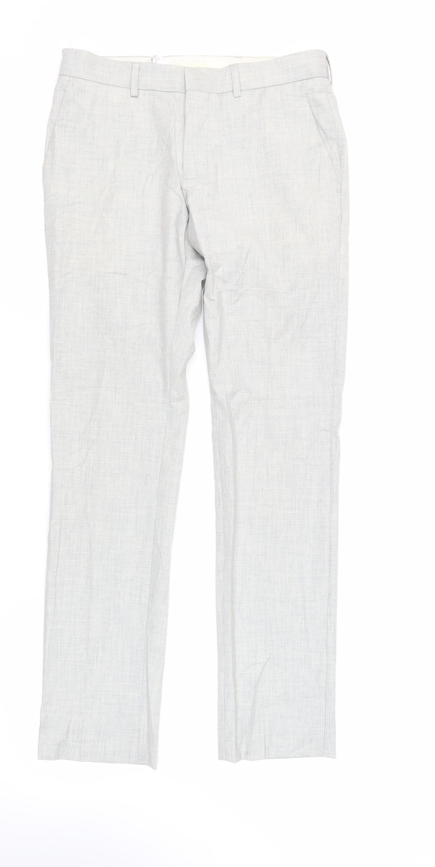 Topman Mens Grey Polyester Dress Pants Trousers Size 30 in L32 in Regular Zip