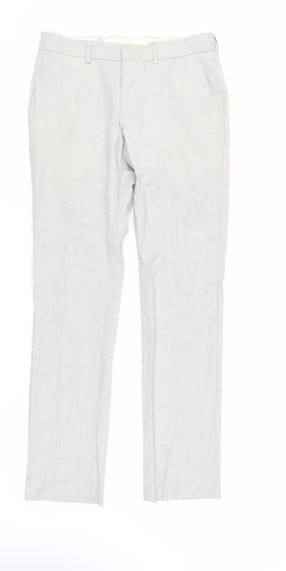 Topman Mens Grey Polyester Dress Pants Trousers Size 30 in L32 in Regular Zip