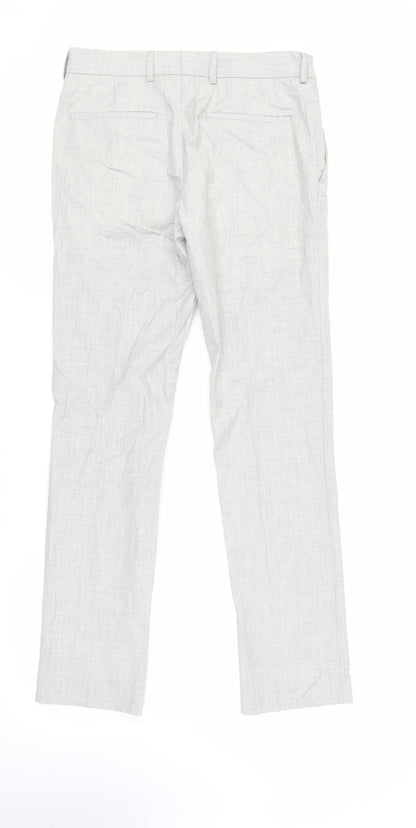 Topman Mens Grey Polyester Dress Pants Trousers Size 30 in L32 in Regular Zip