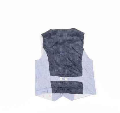 Back view of Next boys’ blue jacket waistcoat, size 5, years button
