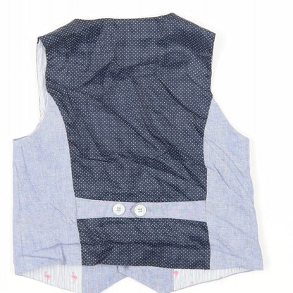 Brand and care label for Next boys’ blue jacket waistcoat, size 5, years button