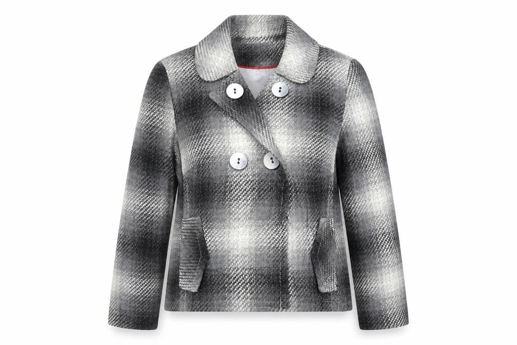 Marks & Spencer Womens Grey Plaid Jacket Size 16 Button