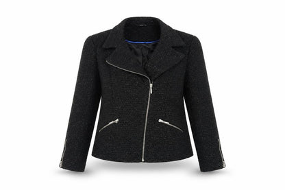M&Co Womens Black Jacket Blazer Size 10 Zip - Glitter
