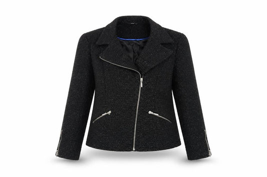 M&Co Womens Black Jacket Blazer Size 10 Zip - Glitter