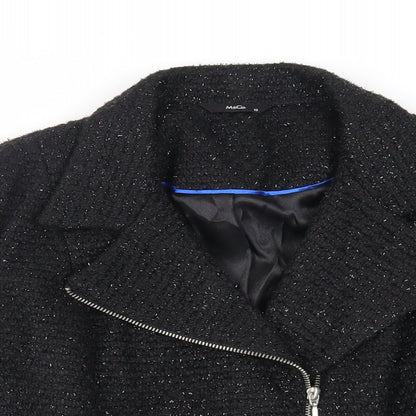 M&Co Womens Black Jacket Blazer Size 10 Zip - Glitter