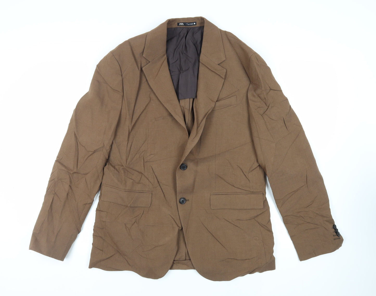 Zara Mens Brown Jacket Blazer Size 42 Button