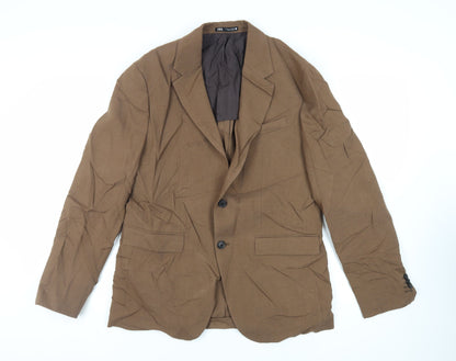 Zara Mens Brown Jacket Blazer Size 42 Button